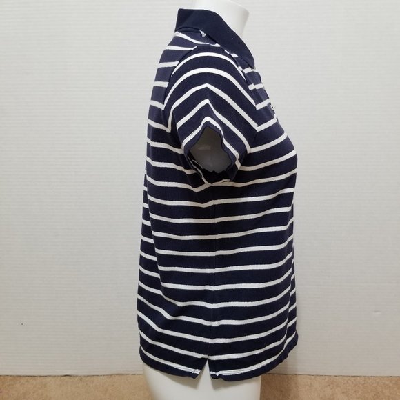 Merona top Small Ultimate Polo Breton striped nautical short sleeve side split - Picture 4 of 10
